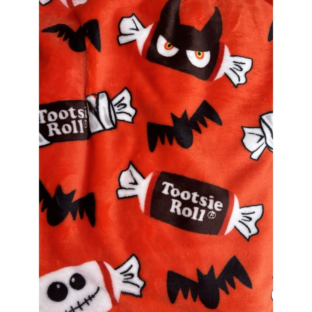 Tootsie Roll Candy Halloween Plush Throw Blanket 60 x 70 Orange/Black